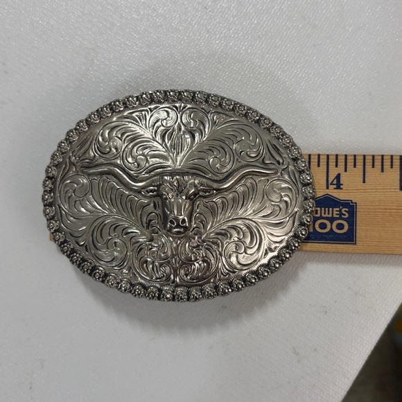 Silver Western Bull Belt Buckle Rodeo NFR - Picture 4 of 5